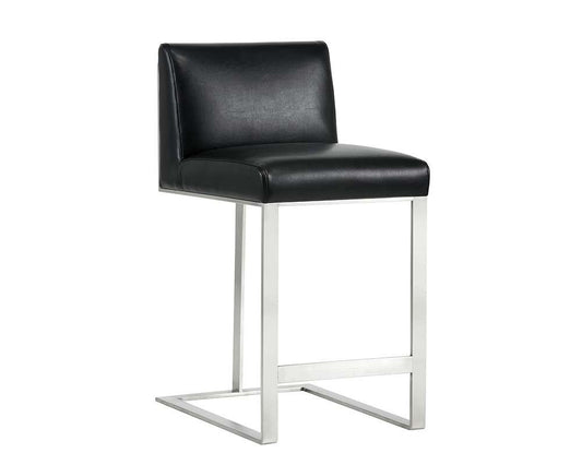 Sunpan - Ikon Dean Counter Stool - Stainless Steel - Cantina Black - 103718 veiw 1