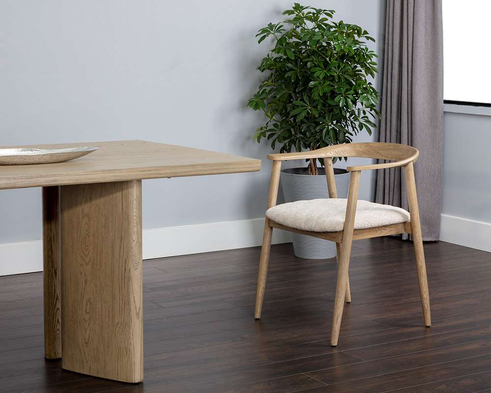Sunpan - Jeremy Dining Armchair - Weathered Oak - Dove Cream - 107283_SUN veiw 3