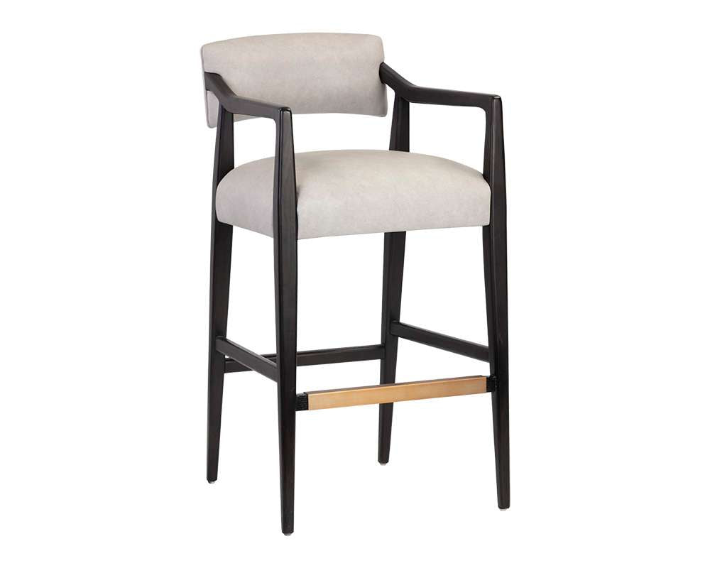 Sunpan - Westport Keagan Barstool - Saloon Light Grey Leather - 110556_CLOSEOUT veiw 1