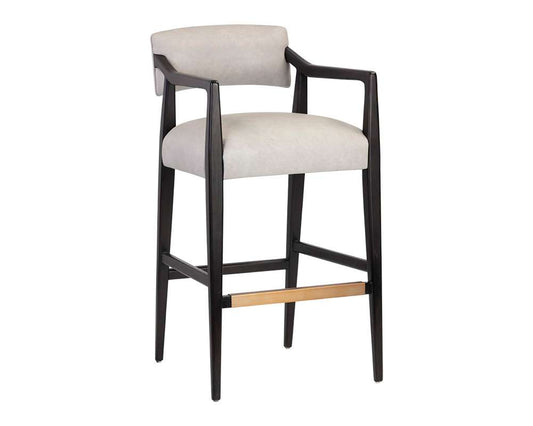 Sunpan - Westport Keagan Barstool - Saloon Light Grey Leather - 110556_CLOSEOUT veiw 1