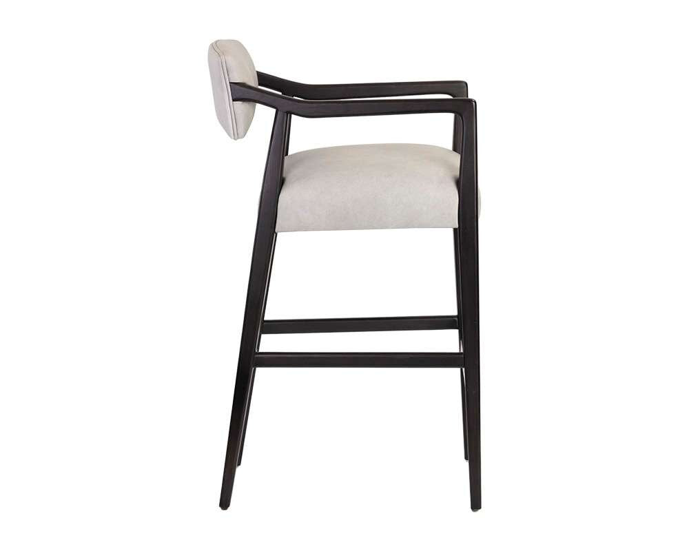 Sunpan - Westport Keagan Barstool - Saloon Light Grey Leather - 110556_CLOSEOUT veiw 2