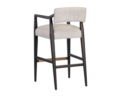 Sunpan - Westport Keagan Barstool - Saloon Light Grey Leather - 110556_CLOSEOUT veiw 3