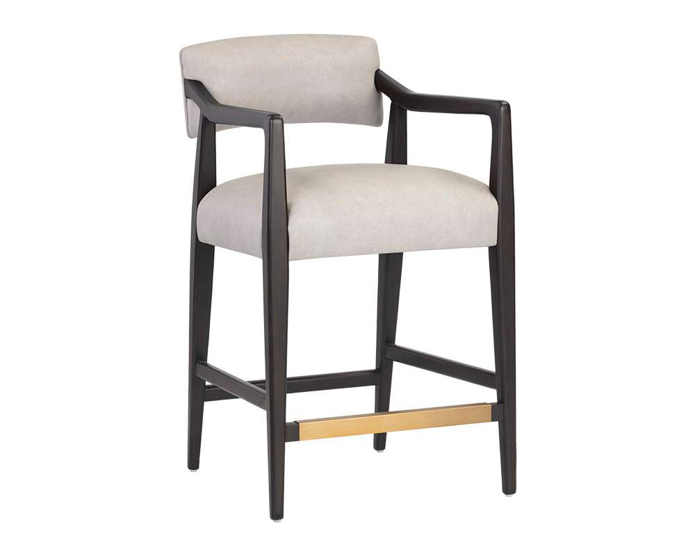 Sunpan - Westport Keagan Counter Stool - Saloon Light Grey Leather - 110559_CLOSEOUT veiw 1