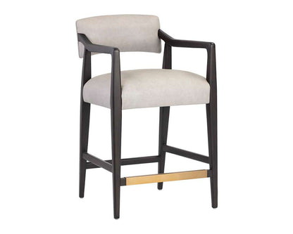 Sunpan - Westport Keagan Counter Stool - Saloon Light Grey Leather - 110559_CLOSEOUT veiw 1
