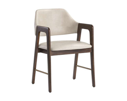 Sunpan - Milton Dining Armchair - Smoke Acacia - Bravo Cream - 105211 veiw 1