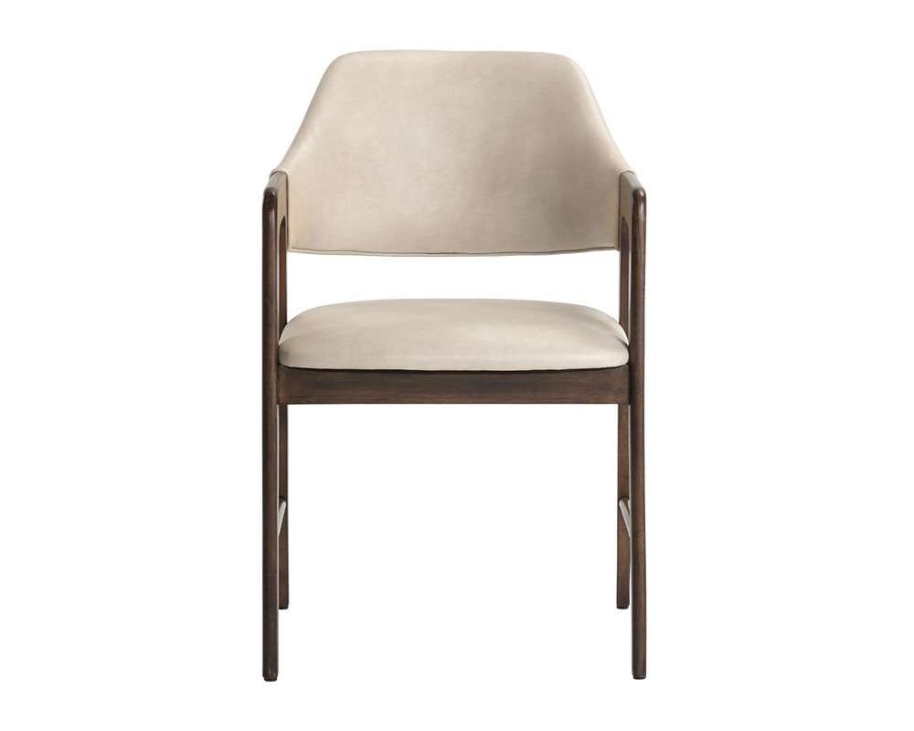 Sunpan - Milton Dining Armchair - Smoke Acacia - Bravo Cream - 105211 veiw 2