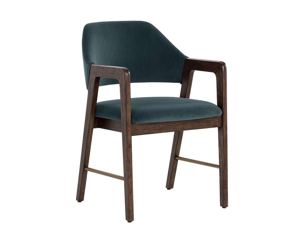 Sunpan - Milton Dining Armchair - Smoke Acacia - Meg Dusty Teal - 109807 veiw 1