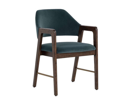 Sunpan - Milton Dining Armchair - Smoke Acacia - Meg Dusty Teal - 109807 veiw 1