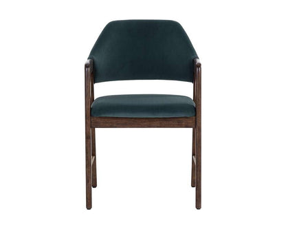 Sunpan - Milton Dining Armchair - Smoke Acacia - Meg Dusty Teal - 109807 veiw 2