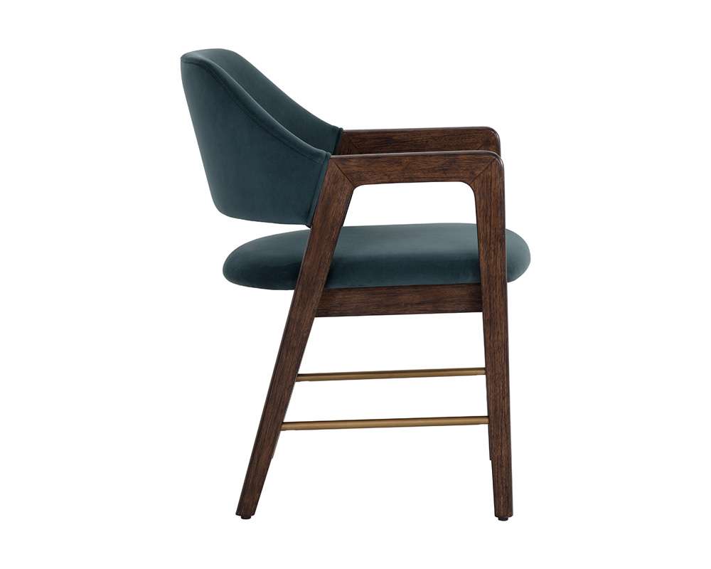 Sunpan - Milton Dining Armchair - Smoke Acacia - Meg Dusty Teal - 109807 veiw 3