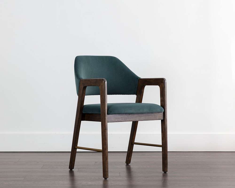 Sunpan - Milton Dining Armchair - Smoke Acacia - Meg Dusty Teal - 109807 veiw 5