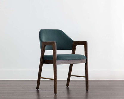 Sunpan - Milton Dining Armchair - Smoke Acacia - Meg Dusty Teal - 109807 veiw 5