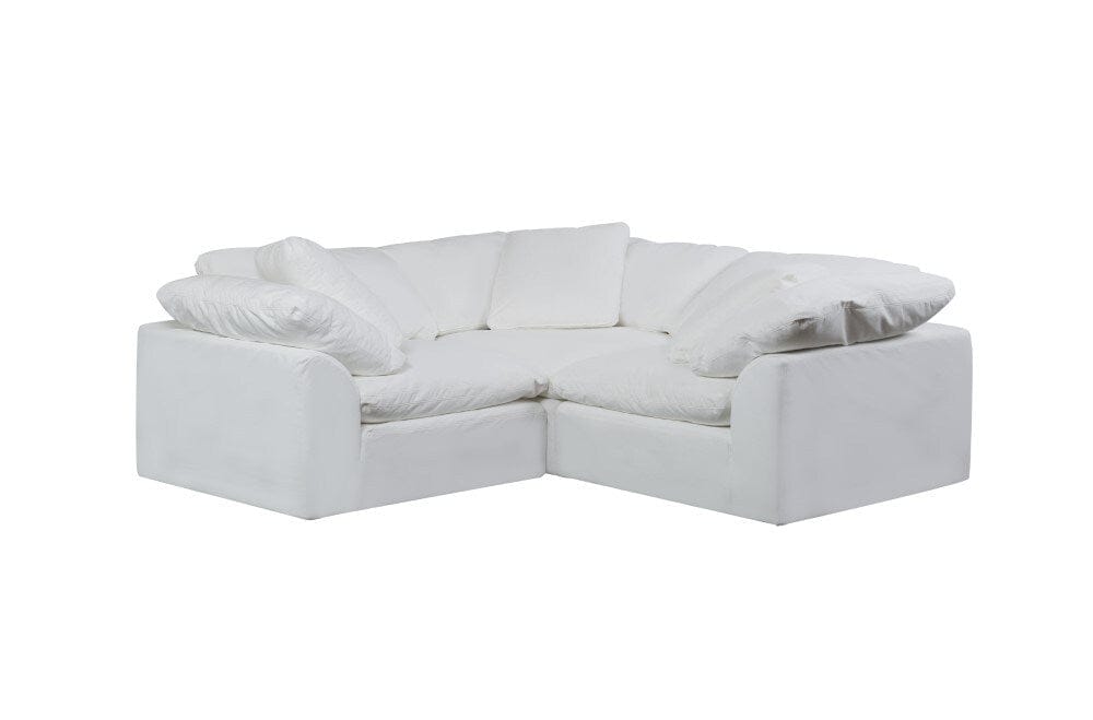 Sunset Trading - Contemporary Puff Collection 3PC L-Shape Sectional Sofa White - SU-1458-81-3C veiw 2