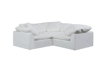Sunset Trading - Contemporary Puff Collection 3PC L-Shape Sectional Sofa White - SU-1458-81-3C veiw 2