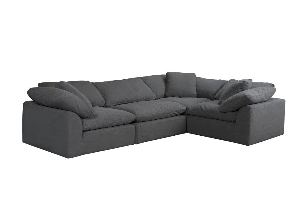 Sunset Trading - Contemporary Puff Collection 4PC L-Shaped Sectional Sofa Gray - SU-1458-94-3C-1A veiw 2