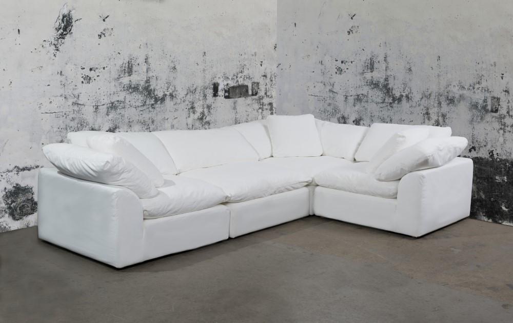 Sunset Trading - Contemporary Puff Collection 4PC L-Shaped Sectional Sofa White - SU-1458-81-3C-1A veiw 1