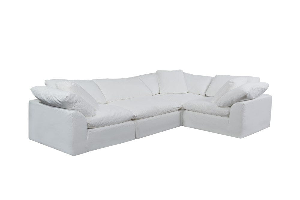 Sunset Trading - Contemporary Puff Collection 4PC L-Shaped Sectional Sofa White - SU-1458-81-3C-1A veiw 2