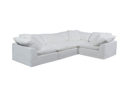 Sunset Trading - Contemporary Puff Collection 4PC L-Shaped Sectional Sofa White - SU-1458-81-3C-1A veiw 2