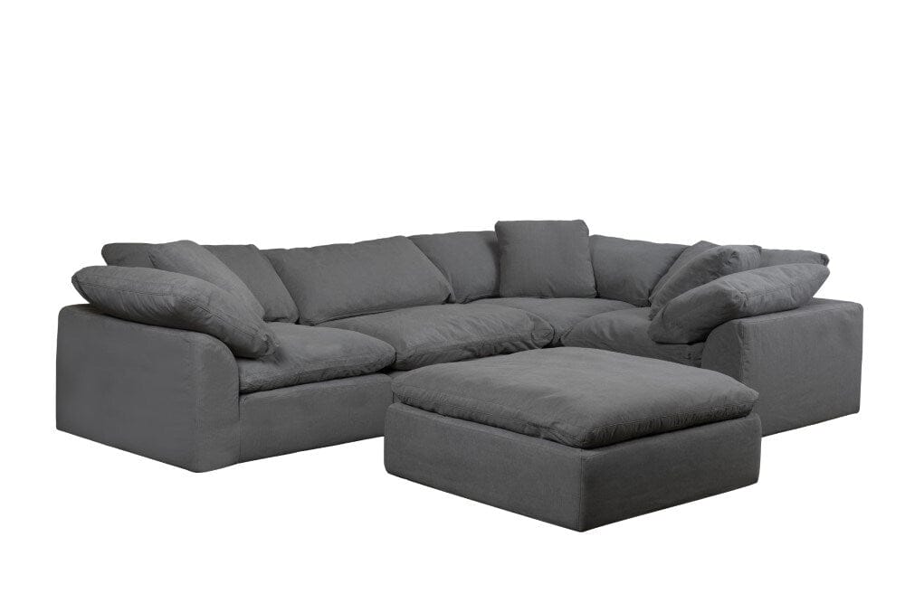 Sunset Trading - Contemporary Puff Collection 5PC Modular L-Shaped Sectional Sofa Gray - SU-1458-94-3C-1A-1O veiw 2