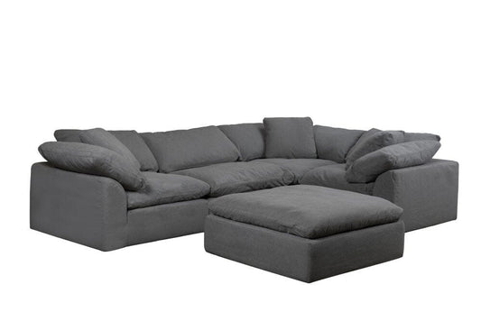 Sunset Trading - Contemporary Puff Collection 5PC Modular L-Shaped Sectional Sofa Gray - SU-1458-94-3C-1A-1O veiw 2