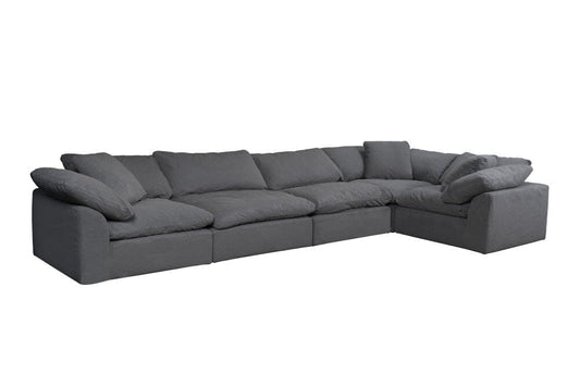 Sunset Trading - Contemporary Puff Collection 5PC Modular L-Shaped Sectional Sofa Gray - SU-1458-94-3C-2A veiw 2