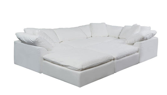 Sunset Trading - Contemporary Puff Collection 6PC Modular U-Shaped Pit Sectional Sofa White - SU-1458-81-3C-1A-2O veiw 2