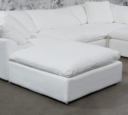 Sunset Trading - Contemporary Puff Collection 44in Square Slipcovered Sectional Modular Ottoman White - SU-145830-391081 veiw 3