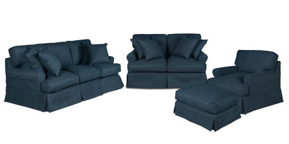 Sunset Trading - Horizon 4 Piece Slipcovered Living Room Set - Washable Moisture and Stain Resistant Navy Blue Performance Fabric - SU-1176-49-4P veiw 1