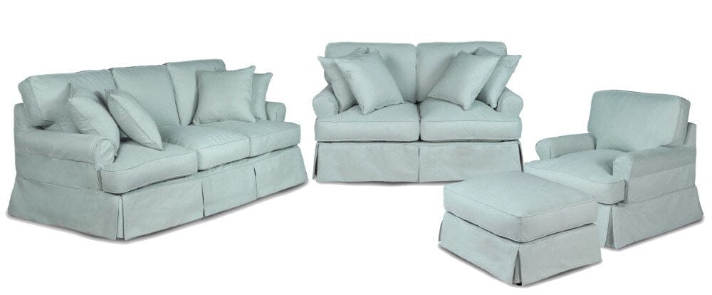 Sunset Trading - Horizon 4 Piece Slipcovered Living Room Set - Washable Moisture and Stain Resistant Ocean Blue Performance Fabric - SU-1176-43-4P veiw 1