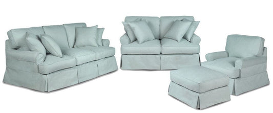 Sunset Trading - Horizon 4 Piece Slipcovered Living Room Set - Washable Moisture and Stain Resistant Ocean Blue Performance Fabric - SU-1176-43-4P veiw 1