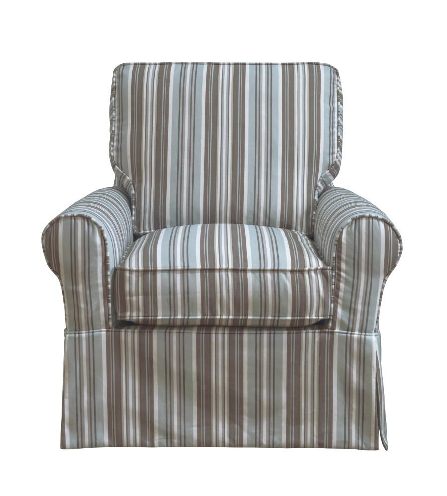 Sunset Trading - Horizon Slipcovered Swivel Rocking Chair - Performance Fabric - Blue Striped - SU-114993-395225 veiw 1