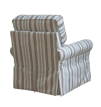 Sunset Trading - Horizon Slipcovered Swivel Rocking Chair - Performance Fabric - Blue Striped - SU-114993-395225 veiw 2