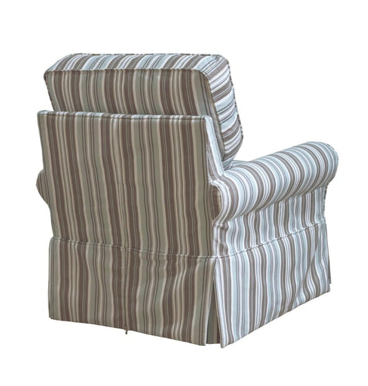 Sunset Trading - Horizon Slipcovered Swivel Rocking Chair - Performance Fabric - Blue Striped - SU-114993-395225 veiw 2