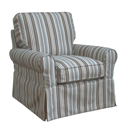 Sunset Trading - Horizon Slipcovered Swivel Rocking Chair - Performance Fabric - Blue Striped - SU-114993-395225 veiw 3