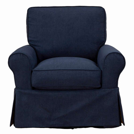 Sunset Trading - Horizon Slipcovered Swivel Rocking Chair Stain Resistant Performance Fabric Navy Blue - SU-114993-391049 veiw 1