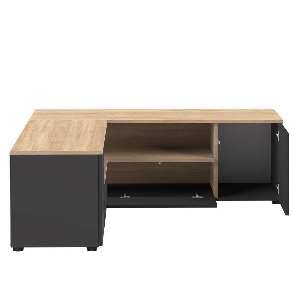TEMAHOME - Angle Tv Stand in Black / Oak Color - X3241X0776A01 veiw 4