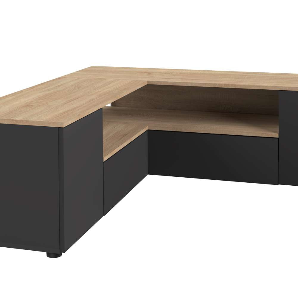 TEMAHOME - Angle Tv Stand in Black / Oak Color - X3241X0776A01 veiw 5