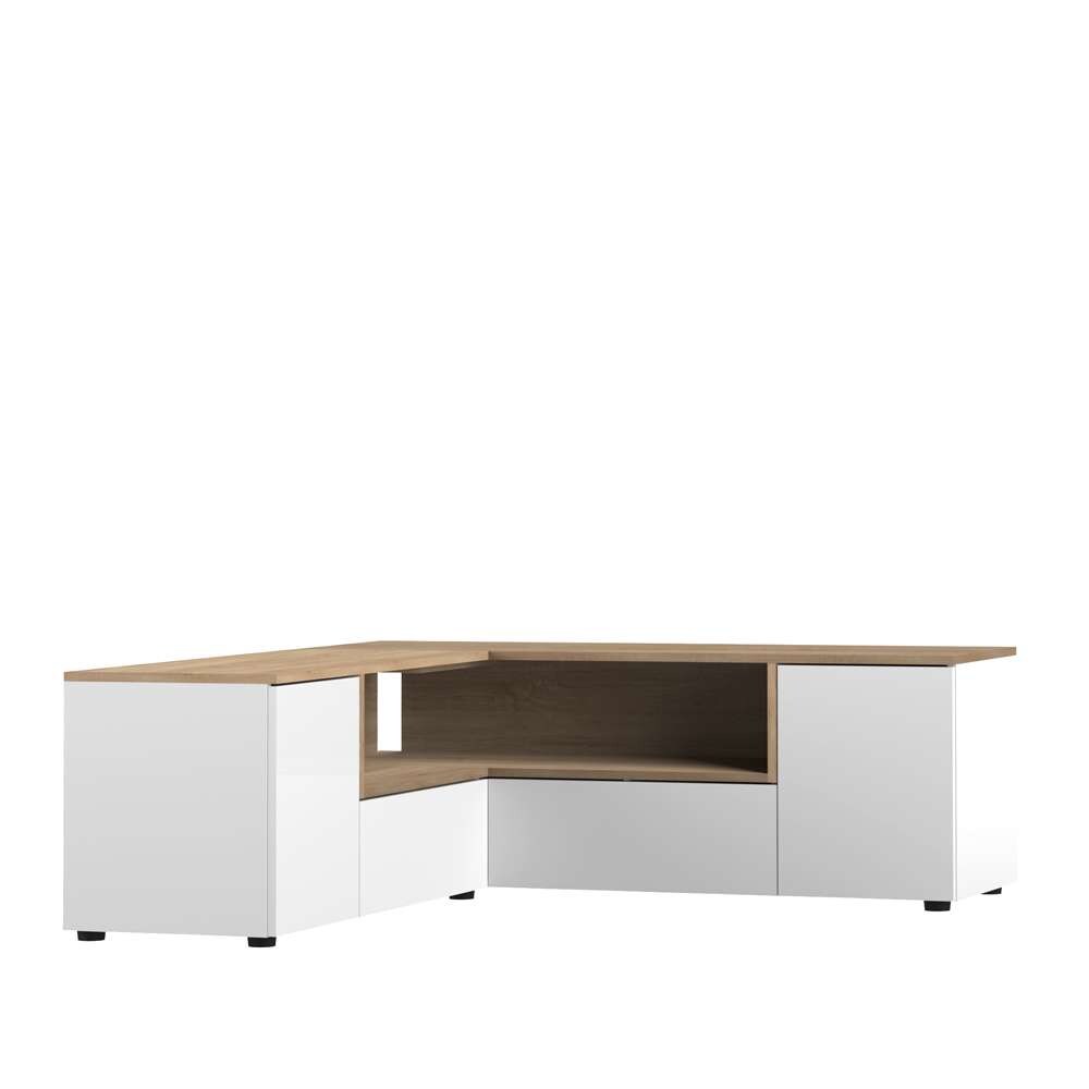TEMAHOME - Angle Tv Stand in Oak Color / White - X3241X0321A01 veiw 5