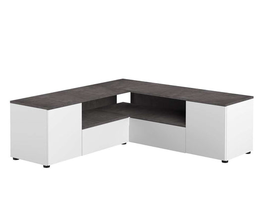 TEMAHOME - Angle Tv Stand in White / Concrete Look - X3241X0621A01 veiw 1