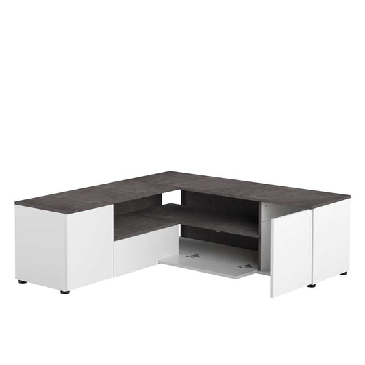 TEMAHOME - Angle Tv Stand in White / Concrete Look - X3241X0621A01 veiw 2