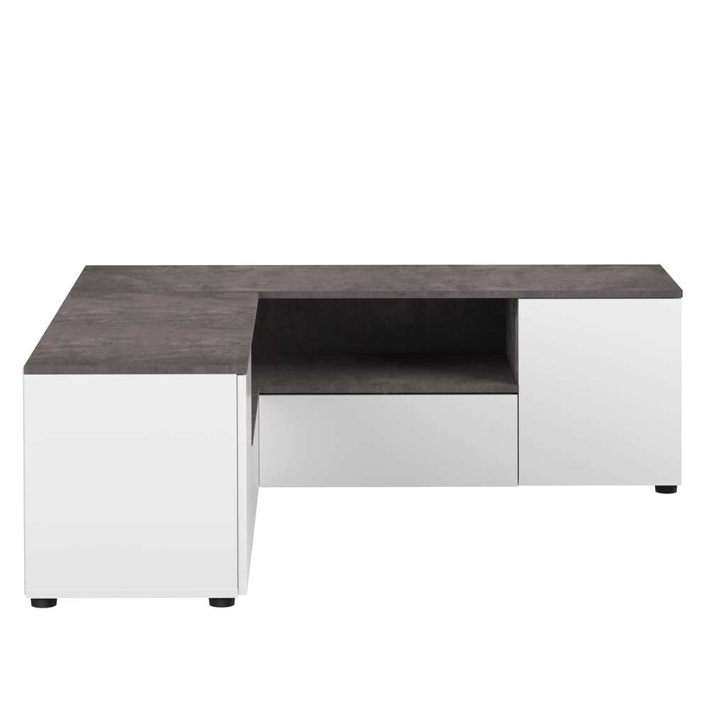 TEMAHOME - Angle Tv Stand in White / Concrete Look - X3241X0621A01 veiw 3