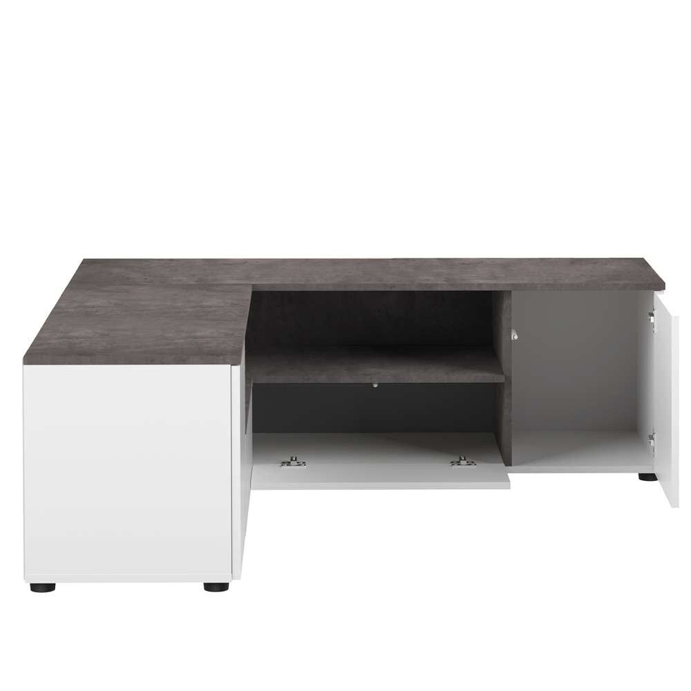 TEMAHOME - Angle Tv Stand in White / Concrete Look - X3241X0621A01 veiw 4