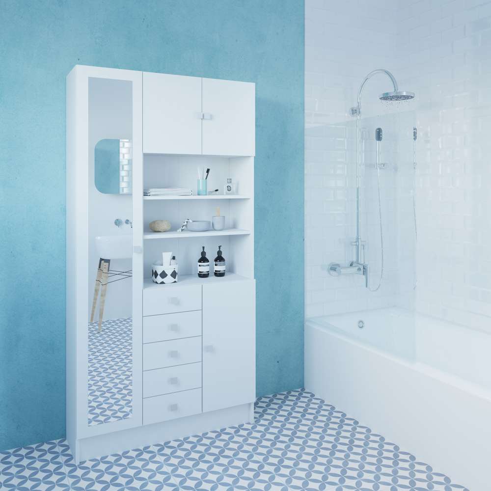 TEMAHOME - Combi Tall Bathroom Cabinet in White - X6054X2121A17 veiw 6