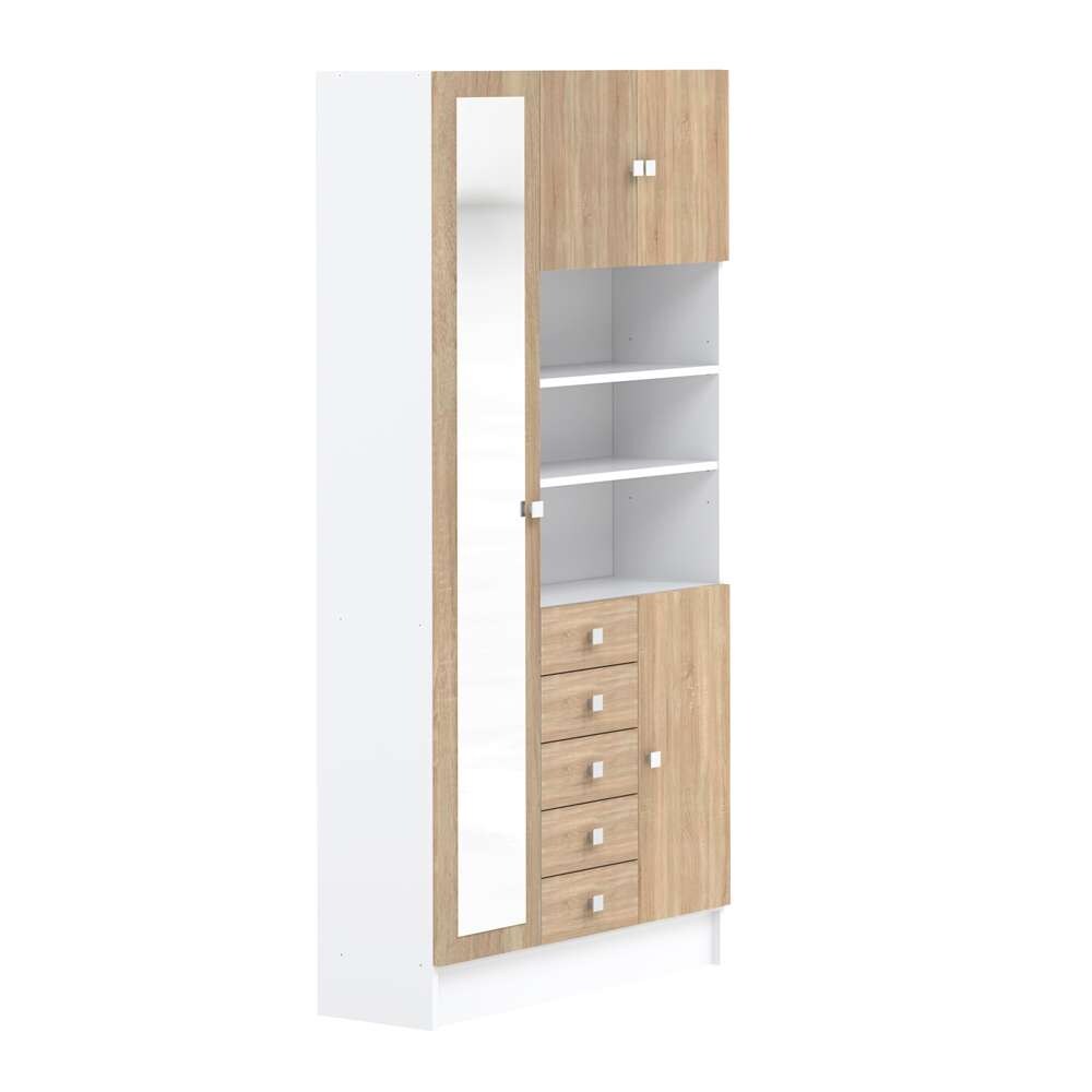 TEMAHOME - Combi Tall Bathroom Cabinet in White / Oak Color - X6054X2134A17 veiw 1