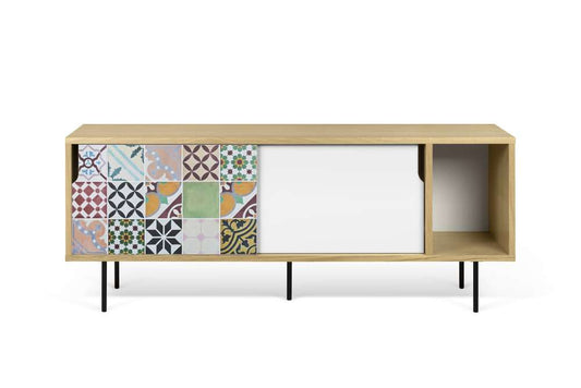 TEMAHOME - Dann 165 Tiles Patchwork Sideboard in Oak / Pure White & Vinyl / Black - 9500404788 veiw 1