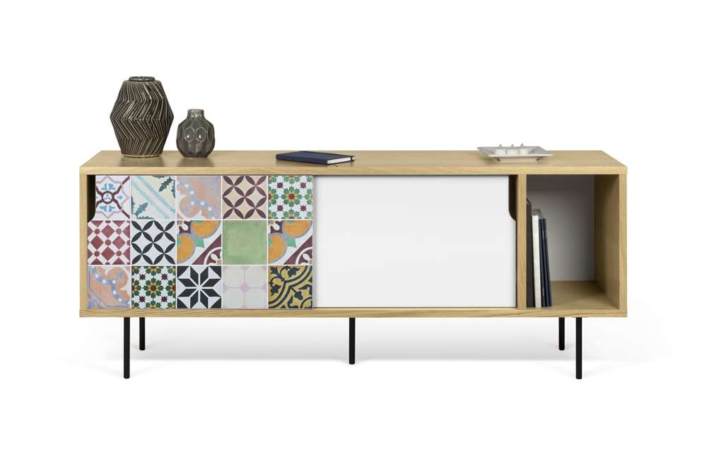 TEMAHOME - Dann 165 Tiles Patchwork Sideboard in Oak / Pure White & Vinyl / Black - 9500404788 veiw 2