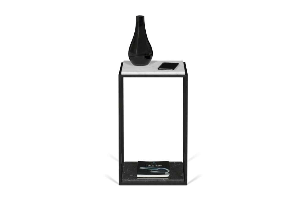 TEMAHOME - Forrest Marble Side Table in White & Black Marble / Black - 9500628641 veiw 2