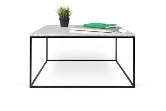 TEMAHOME - Gleam 30x30 Marble-Top Coffee Table in White Marble / Black Lacquered Steel - 9500626180 veiw 2