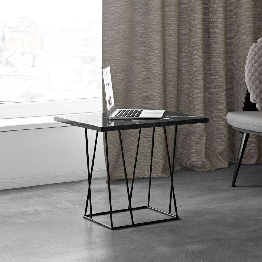 TEMAHOME - Helix 20x20 Marble-Top Side Table in Black Marble / Black Lacquered Steel - 9500627323 veiw 5