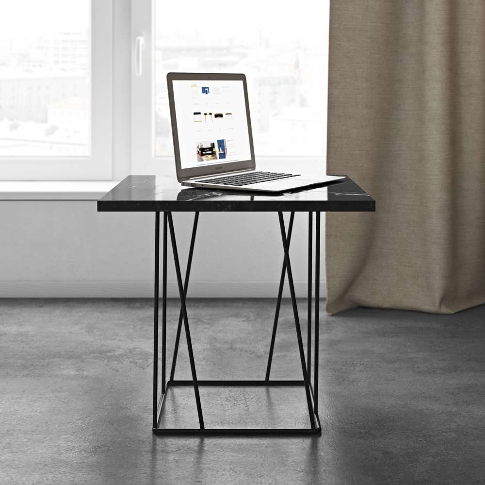 TEMAHOME - Helix 20x20 Marble-Top Side Table in Black Marble / Black Lacquered Steel - 9500627323 veiw 6